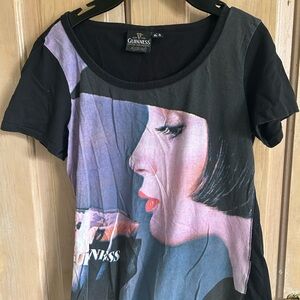 Guinness Black Tee with Pink and Blue Graphic Portrait
